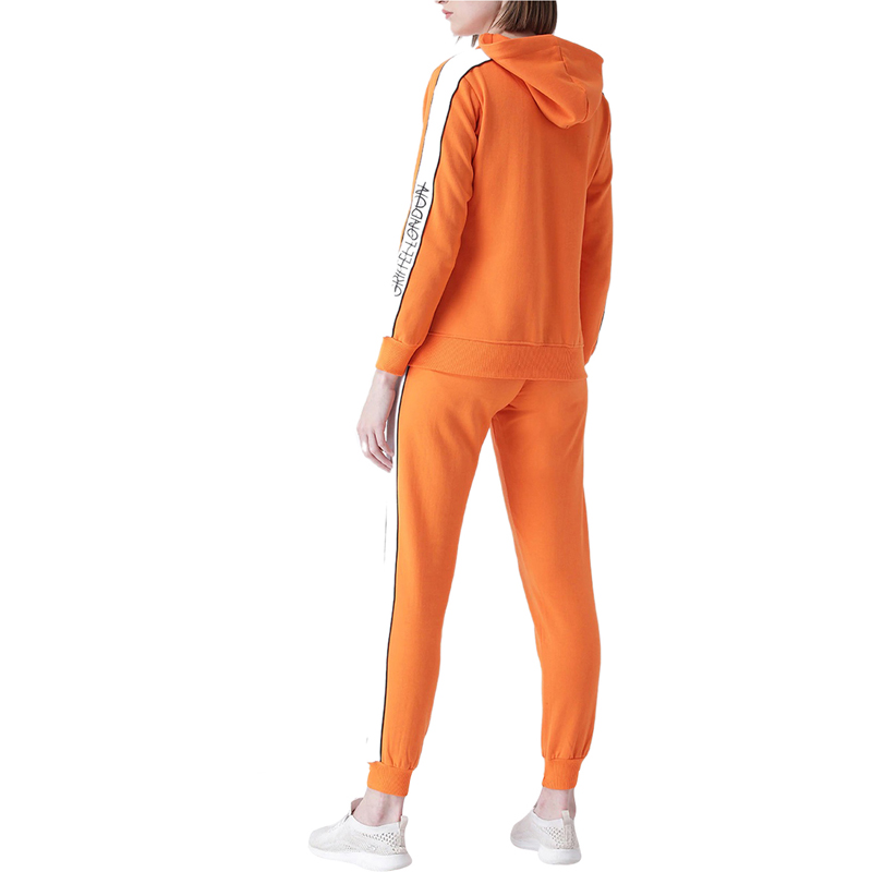 Orange & White Colorblocked Tracksuits