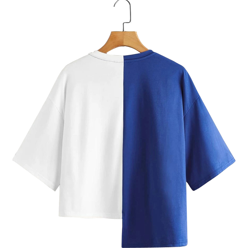 Mixed Print Two Tone Crop Tee